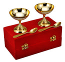 Gold & Silver Finish Ice Cream Bowl Cup Set with Spoon
