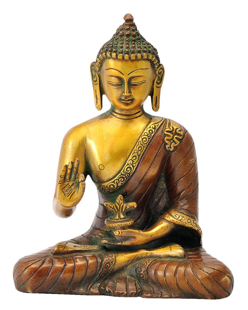 Brass Medicine Buddha with Golden Copper Finish