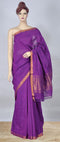 Purple Mangalagiri Cotton Saree with Zari Border