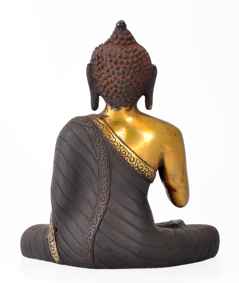 Brass Medicine Buddha - Antique Finish Sculpture 7.50"