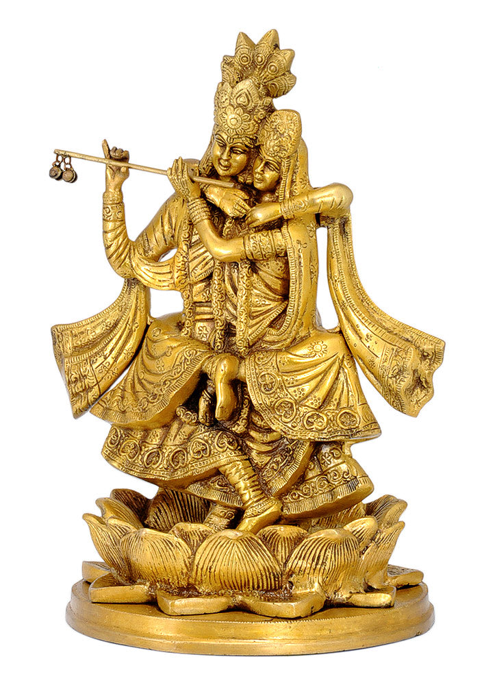 Lord Krishna and Radha in Unique Dancing Form