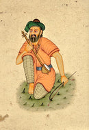 Folk Musician - Miniature Painting 8.25"H