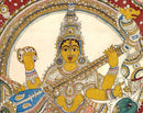 Goddess Saraswati Seated on Swan - Kalamkari Painting