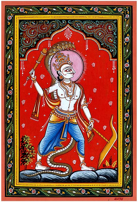 "Lord Balarama Holding Mace" Patachitra Painting 19"