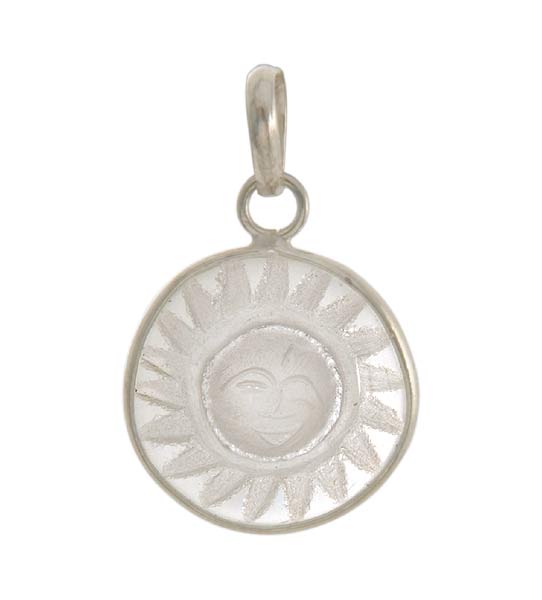 Quartz Crystal Craved Sun God Pendant