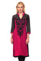 Fuchsia Kurta with Black Net 3/4th Sleeves