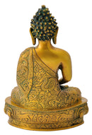 Golden Finish Statue Buddha with Carved Robe