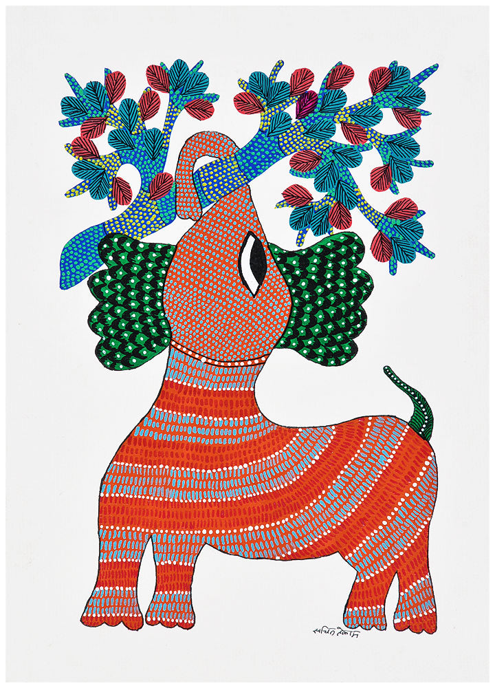 Baby Elephant Gond Painting