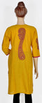 Yellow Kurti with Paisley Embroidery