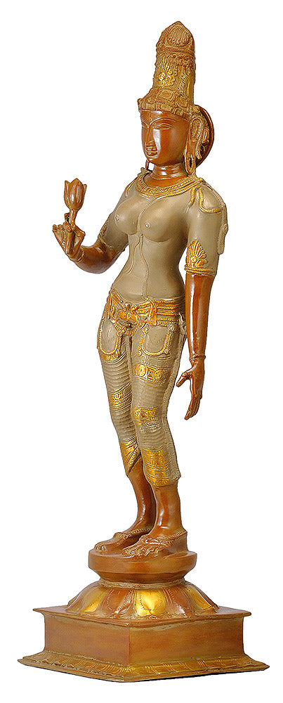 Standing Goddess Paravati Brass Statuette