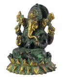 Brass Ganesh Steated on Lotus