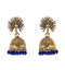 Peacock Beautiful Indian Style Jhumki Earrings Blue