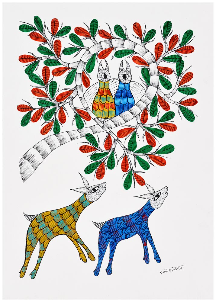 Life in the Jungle - Tribal Gond Painting