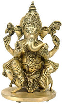 Lord Ganesha Seated on Rat - Brass Sculpture