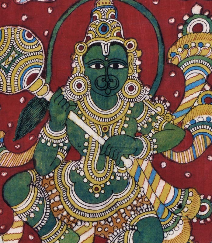 Shri Hanuman Holding Gada (Mace) - Kalamkari Painting