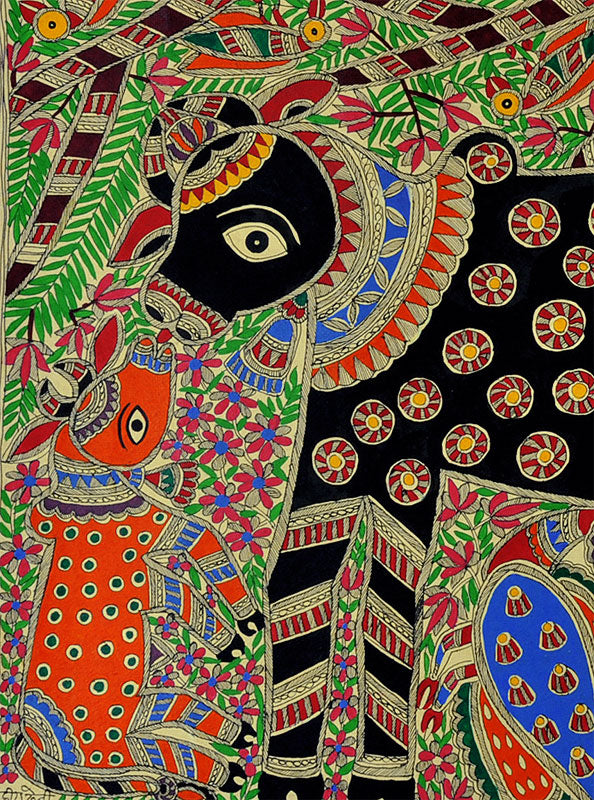 Baby Krishna Drinking Milk of Motherly Cow 22"