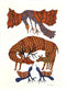 Deer Protects Her Fawn From Eagle - Gond Painting