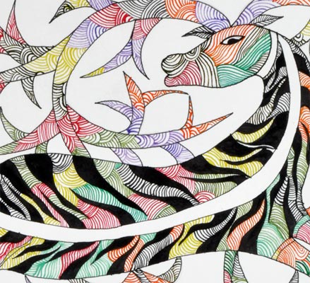 Deer & Boar - Gond Tribal Painting