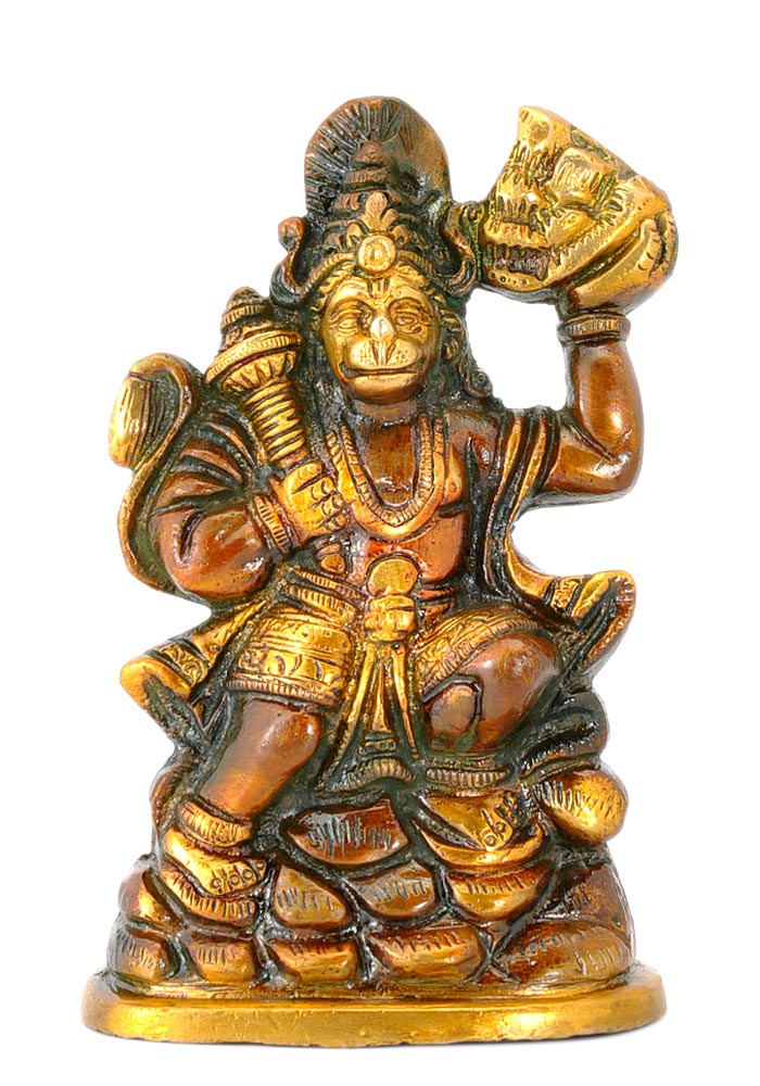 Lord Kesari Hanuman - Painted Brass Statue