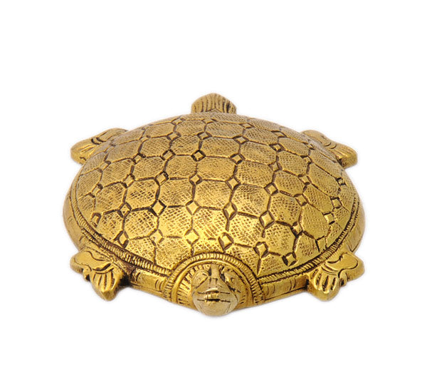 Auspicious Golden Tortoise Brass Figure 4.50"