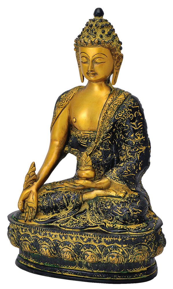 Antique Finish Buddha Figurine 12.75"