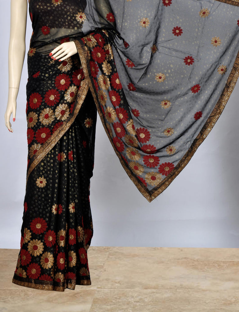 Black Party Wear Saree