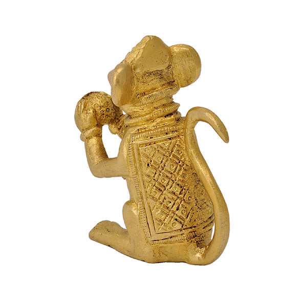 'Mouse' Vehicle of Lord Ganesha Holding Sweet Modak 3" Height