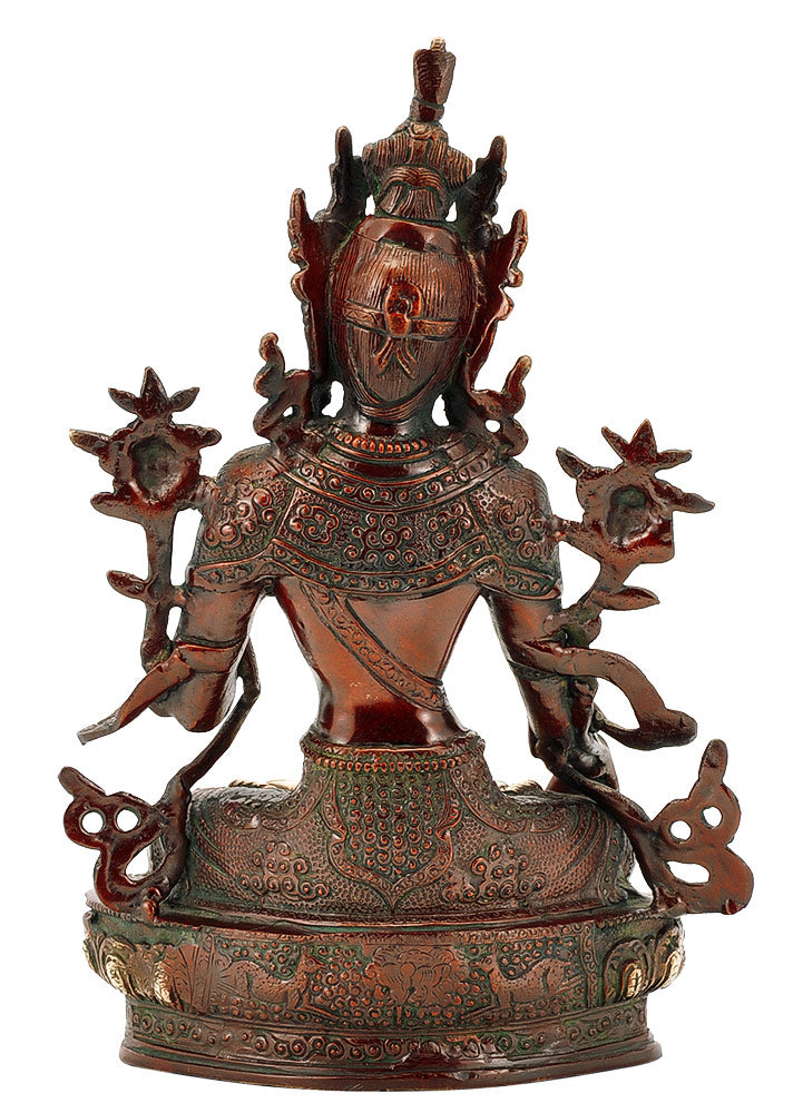 Savioress Goddess Tara - Antiquated Brass Statue 12"