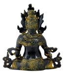 Seated Lord Kuber Antiquated Brass Statue 10"