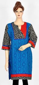 Blue Printed Cotton Kurta
