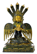 Antiquated Brass Naag Kanya Statue 12.50"