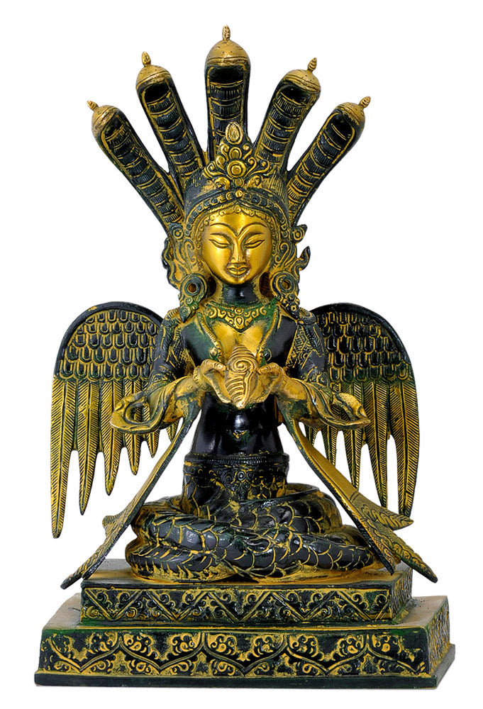 Antiquated Brass Naag Kanya Statue 12.50"