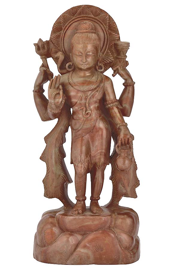 Standing Lord Shiva - Pink  Stone Statuette