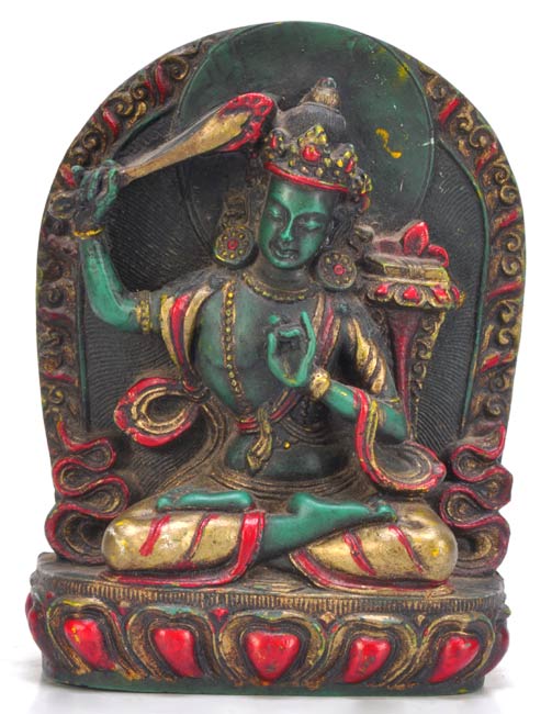 Bodhisattava Manjushri - Antiquated Resin Statue