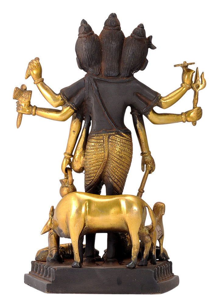 Bhagwan Dattatreya Brass Statue in Antique Finish 12"