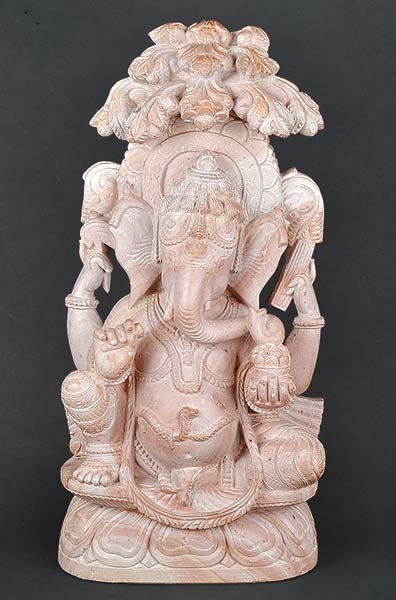 Gracious Lord Vinayaka Seated Under Kadamba Tree - Stone Carving