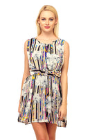 Blue Stripe Floral Summer Dress