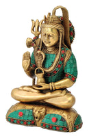 Blessing God Shiva Sculpture with Colored Mosaic