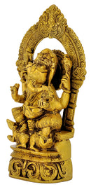 Lord Vinayaka Sculpture with Carved Aureole