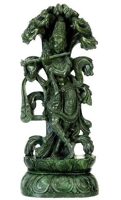 "Cosmic Casanova" Lord Krishna - Stone Statuette