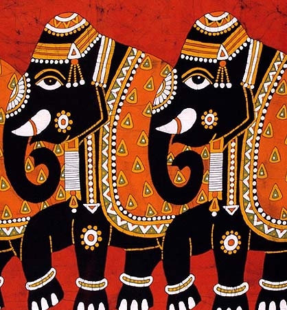 Batik Painting 'Beautiful Elephants'