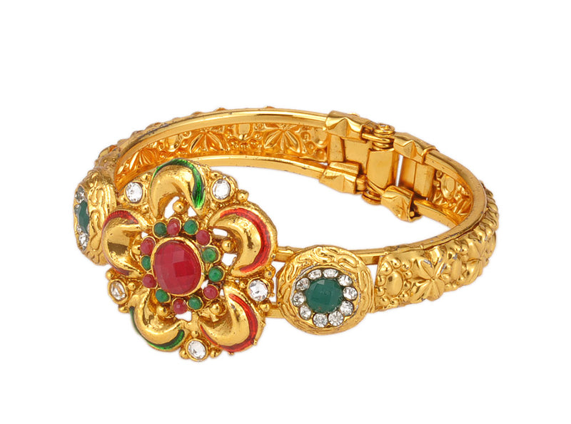 Gold Plated Traditional Bangle Studded with Stones