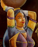 Thoughtful Lady - Hand Painted Silk Painting