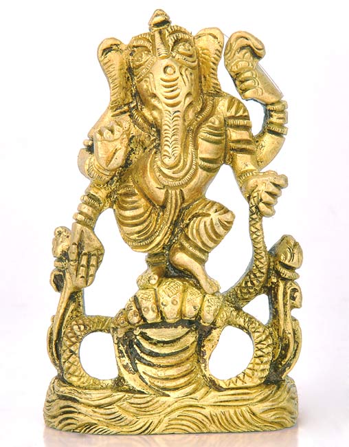 Dancing Ganesha -Brass Statue 3.50"
