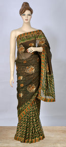 Green Brown Georgette Enigmatic  Saree