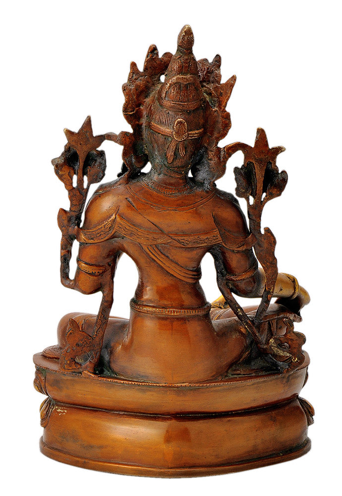Seated Goddess Tara in Golden Brown Finish 12"