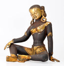 Seated Goddess Tara - Old Rustic Finish Brass Statue