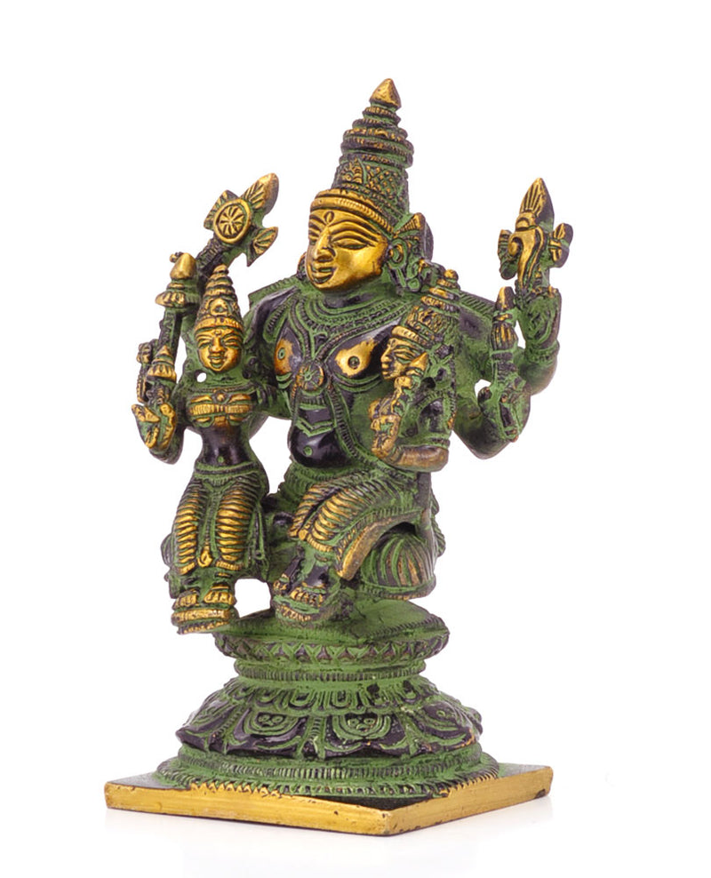 Lord Vishnu with Shridevi and Bhudevi