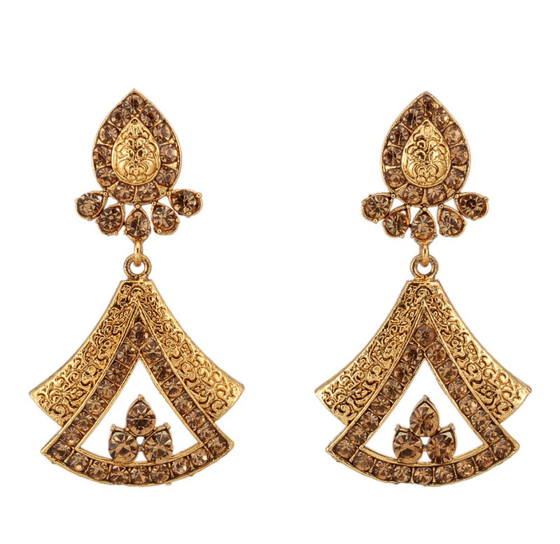 Gold Plated Stone Studded Traditional Earrings