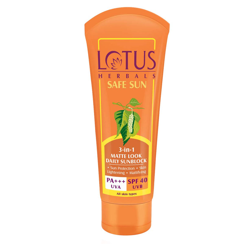 Lotus Herbals Safe Sun 3-In-1 Matte Look Daily Sunblock SPF-40, 50g